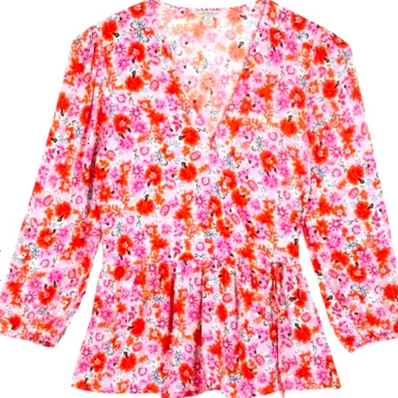 Lucky Brand (NEW) Floral Print Wrap Top - Picture 2 of 9